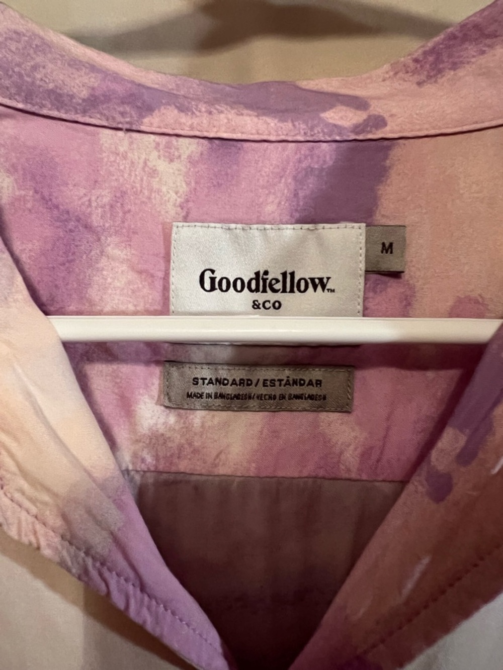 Goodfellow & Co Men's Sunset Palm Short-Sleeve Shirt - Pink/Yellow/Blue - Picture 6 of 9